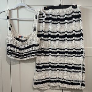 Free People FP Beach White Crochet Tank Top Skirt Set, S/M